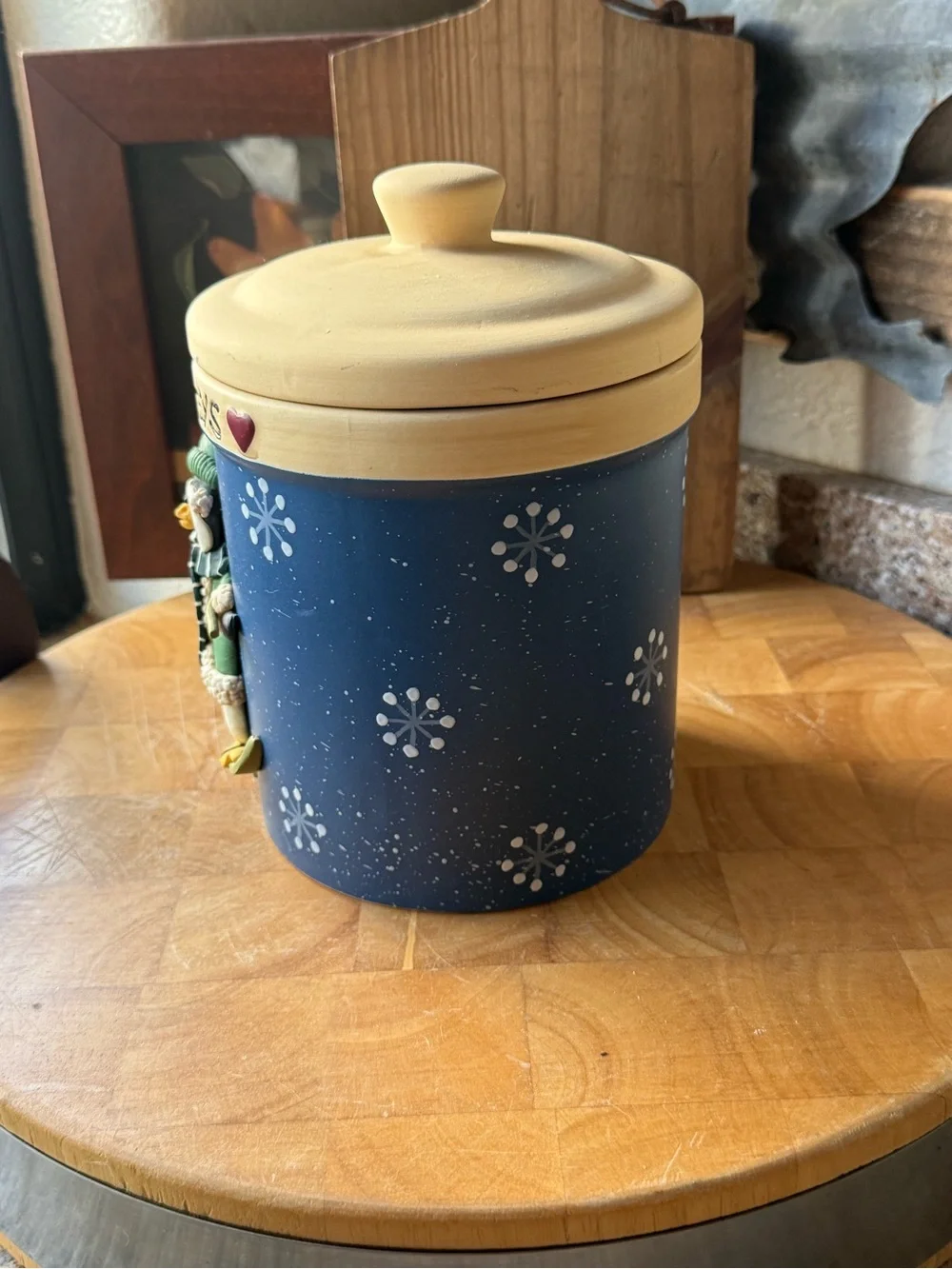 Vintage Happy Holidays Christmas Cookie Canister | Santa, Penguin & Snowman